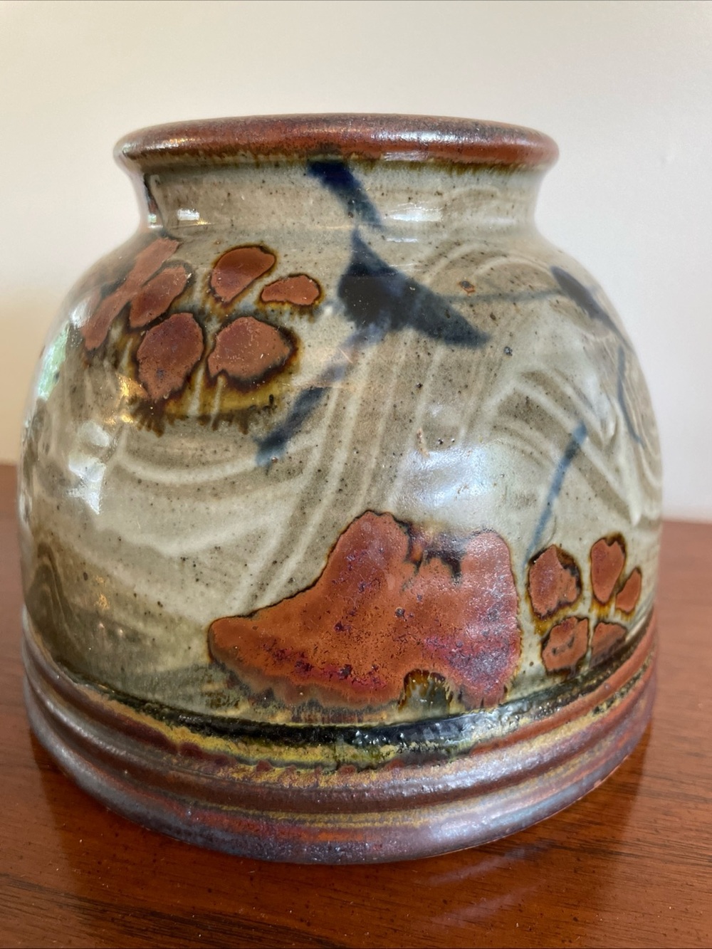 Stunning John Glick Plum Tree Pottery Glazed Stoneware Planter Vessel 5”